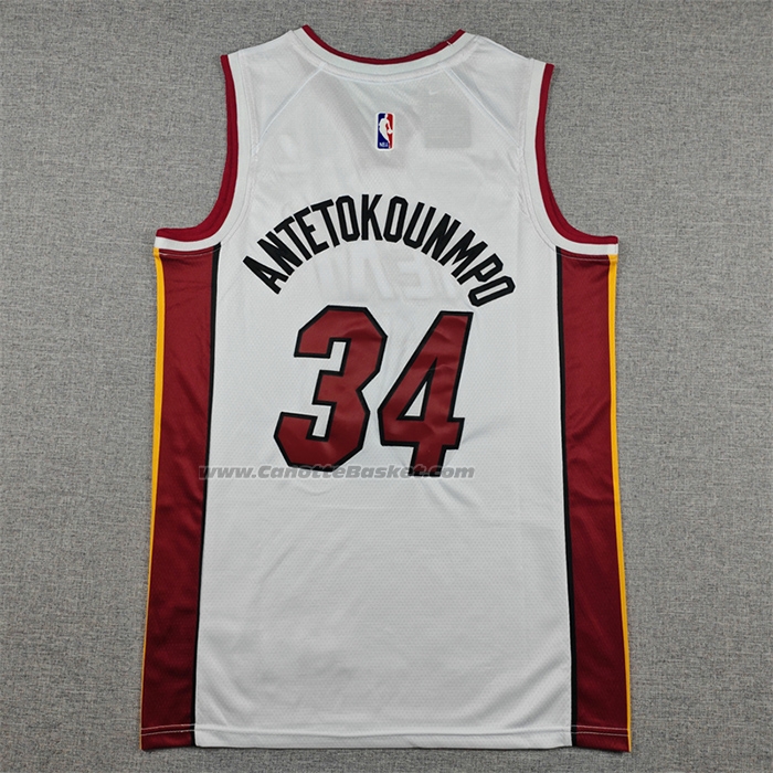 Maglia Miami Heat Giannis Antetokounmpo No 34 Association Bianco